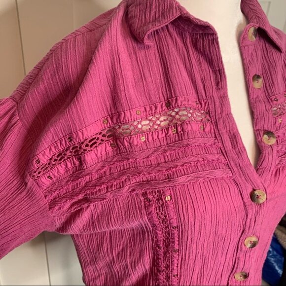 Free People Summer Stars Button Up Shirt Size XS - Picture 3 of 12